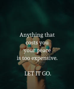 Anything that costs your inner peace is too expensive. Let it go!