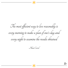 The most efficient way to live reasonably is every morning to make a plan of one's day and every night to examine the result obtained.
