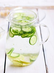 Cucumber in detox water.