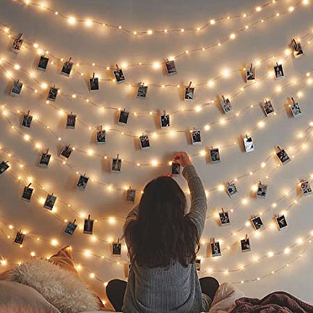 Fairy lights with pictures backdrop