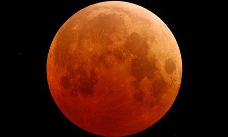 Lunar eclipse in reddish color