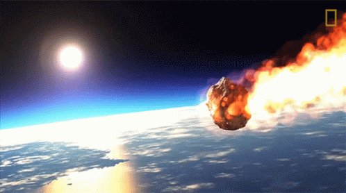 Asteroid crashing earth and causing harm.