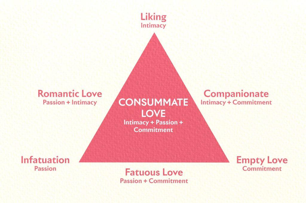 Love triangle describes love supported combinations of three factors.