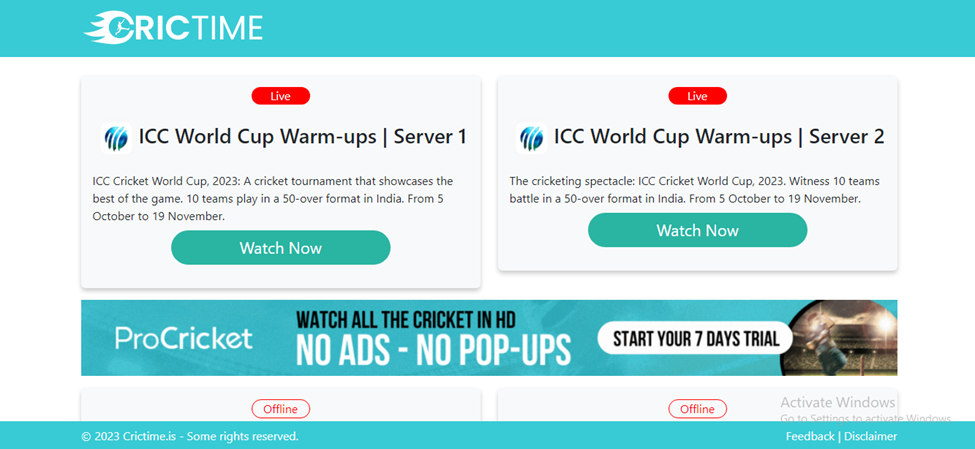 Crictime- best site for live cricket streaming