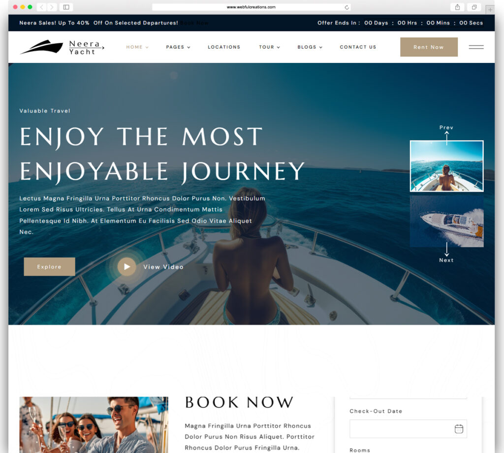 Neera - Yacht and Boat Travel & Rental WordPress Theme