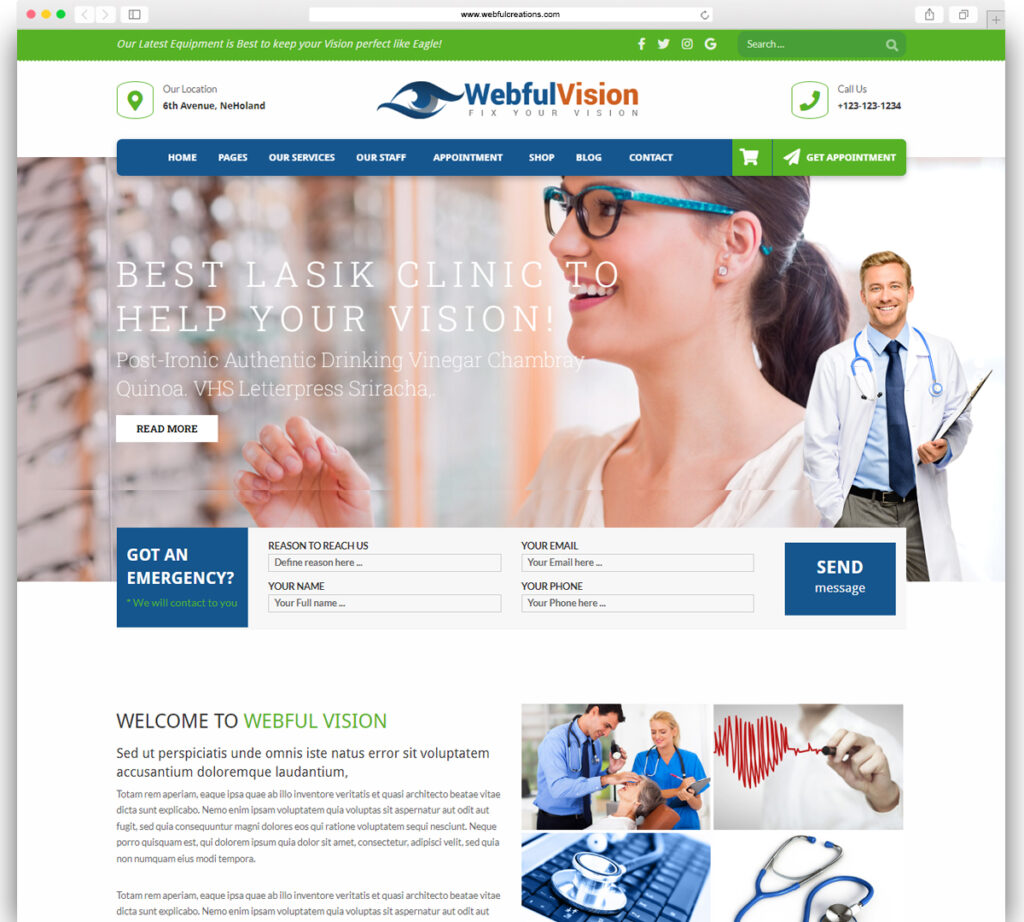 Optometry, Optician & Optics Store WordPress Theme