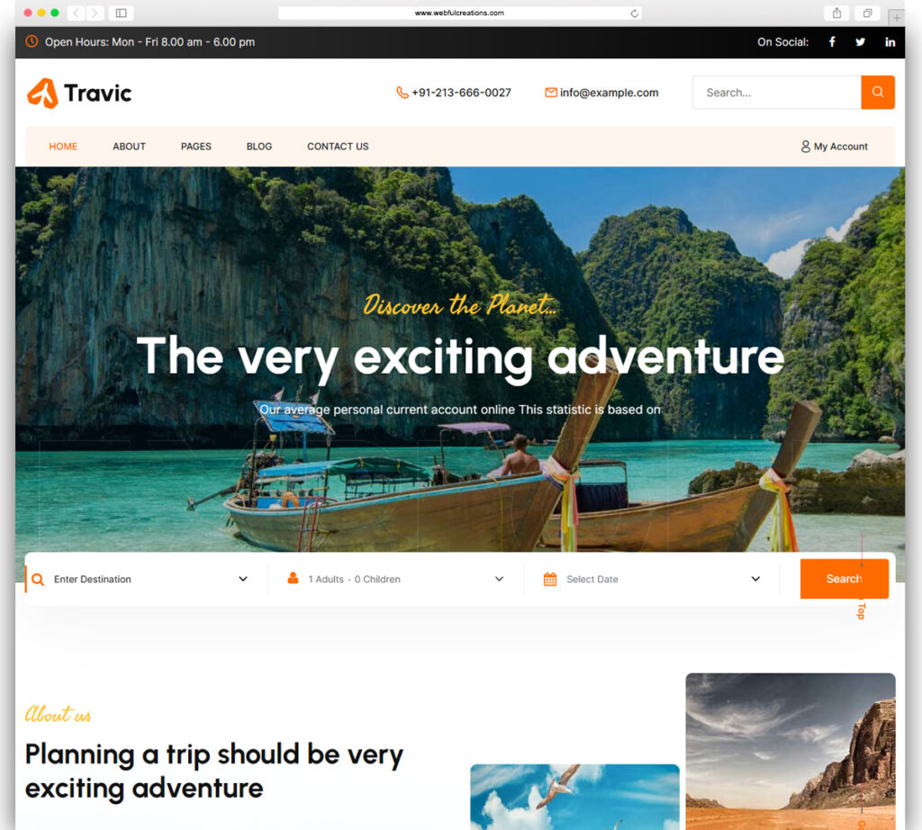 Travic - Tour & Travels Agency WordPress Theme