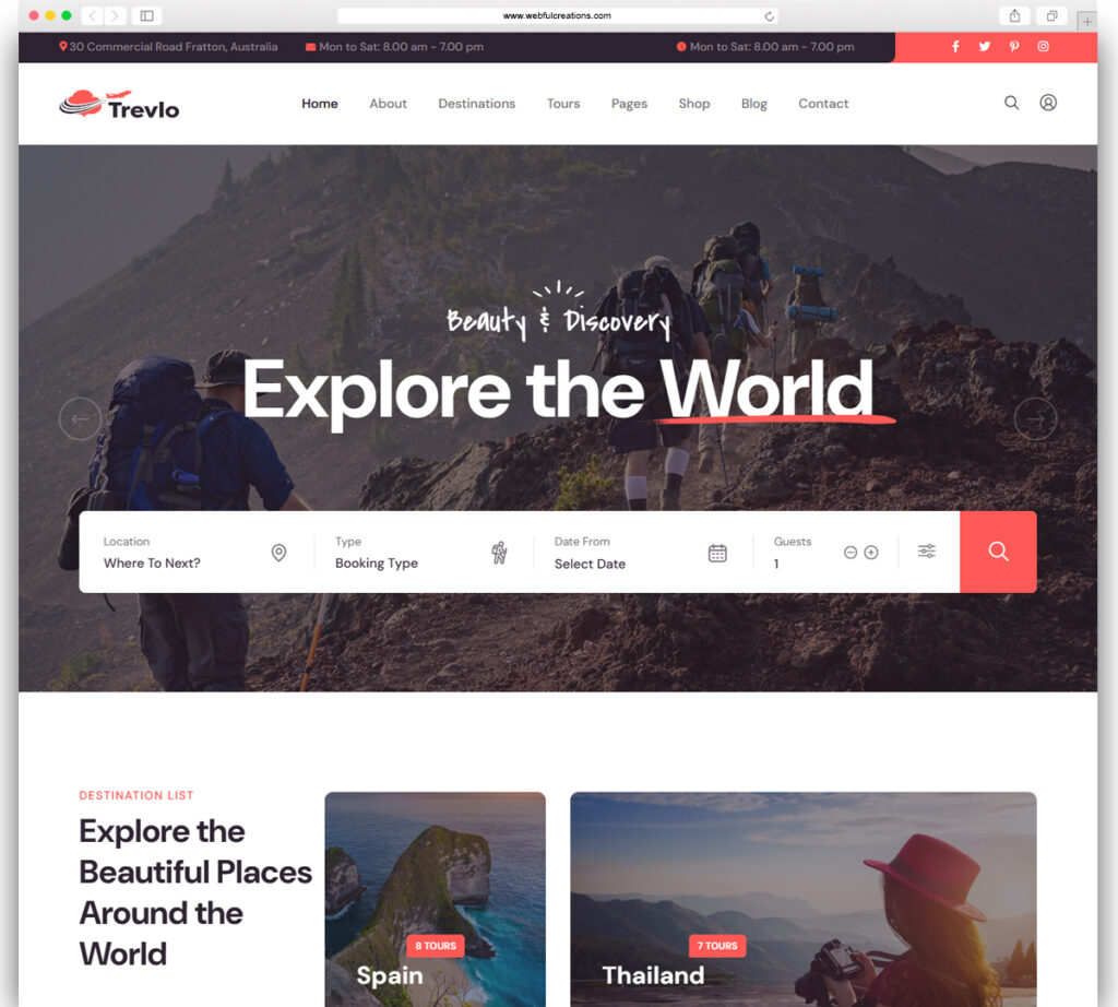 Trevlo - Travel & Tour WordPress Theme