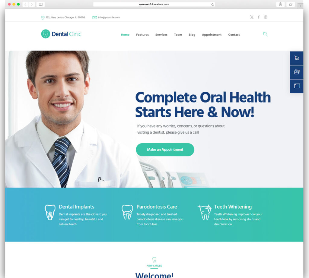 Dental Clinic - Dentist WordPress Theme
