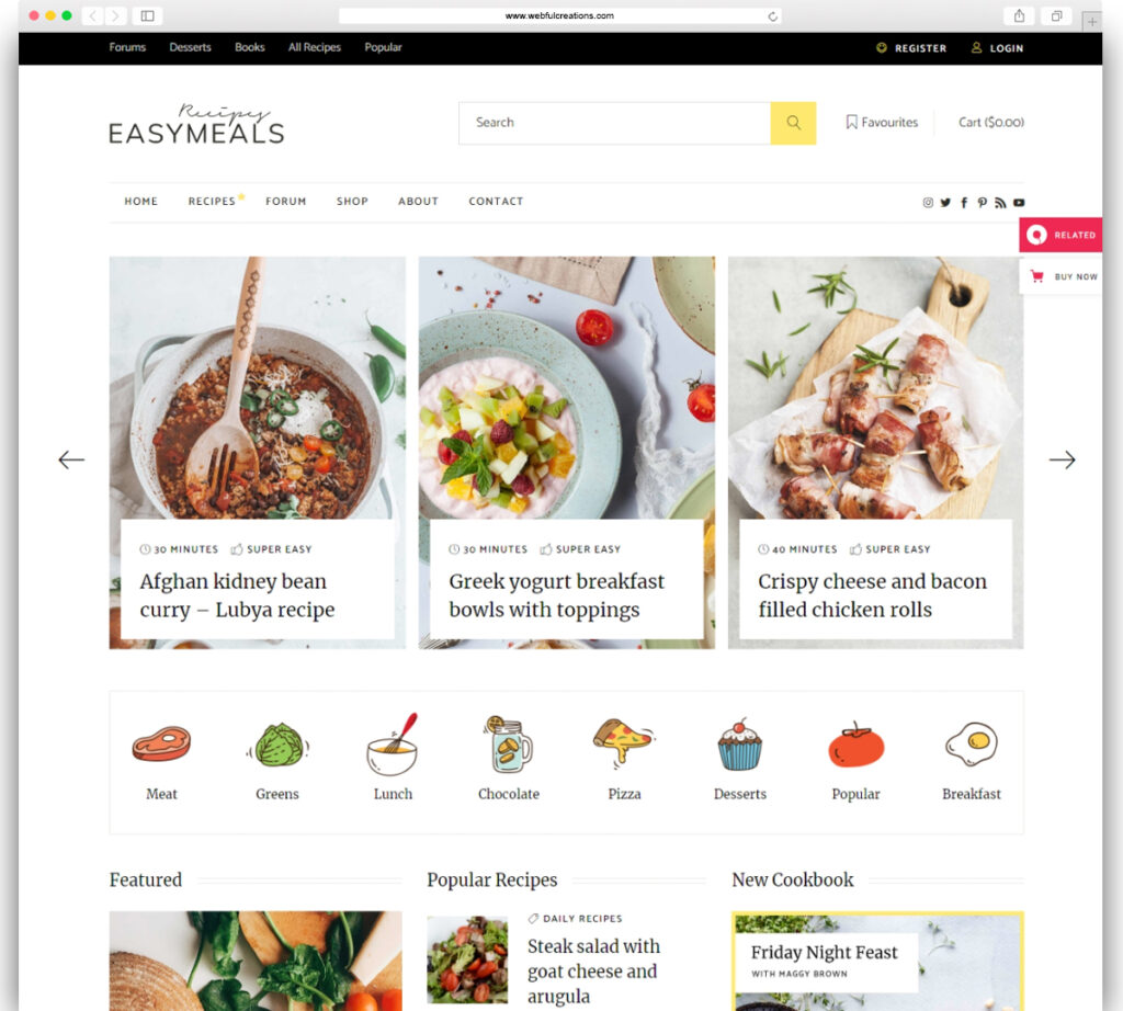 EasyMeals - Food Blog WordPress Theme