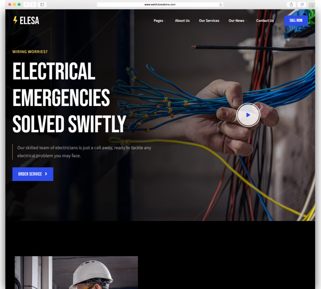 Elesa - Electrician Repair Services & Lighting Store WordPress Theme