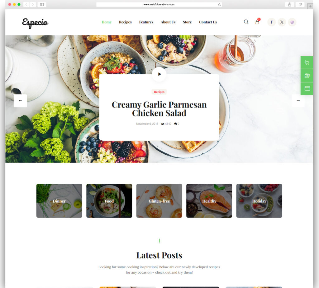 Especio | Personal Gutenberg Food Blog WordPress Theme