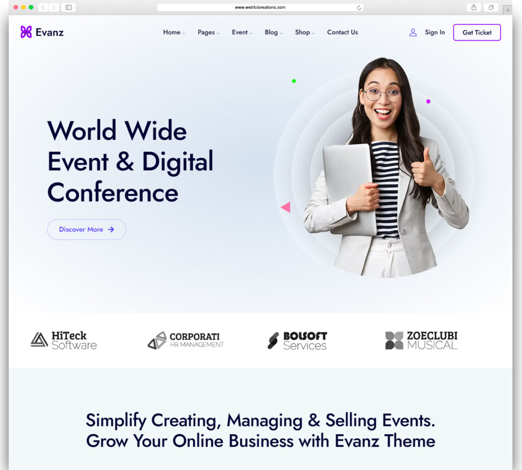 Evanz - Event and Video Conference WordPress Theme