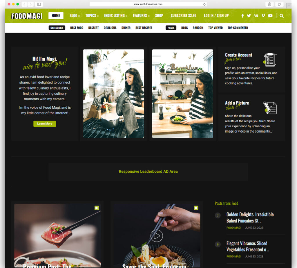FoodMagi - Paywall & Bookmark Cooking Recipes WordPress Theme