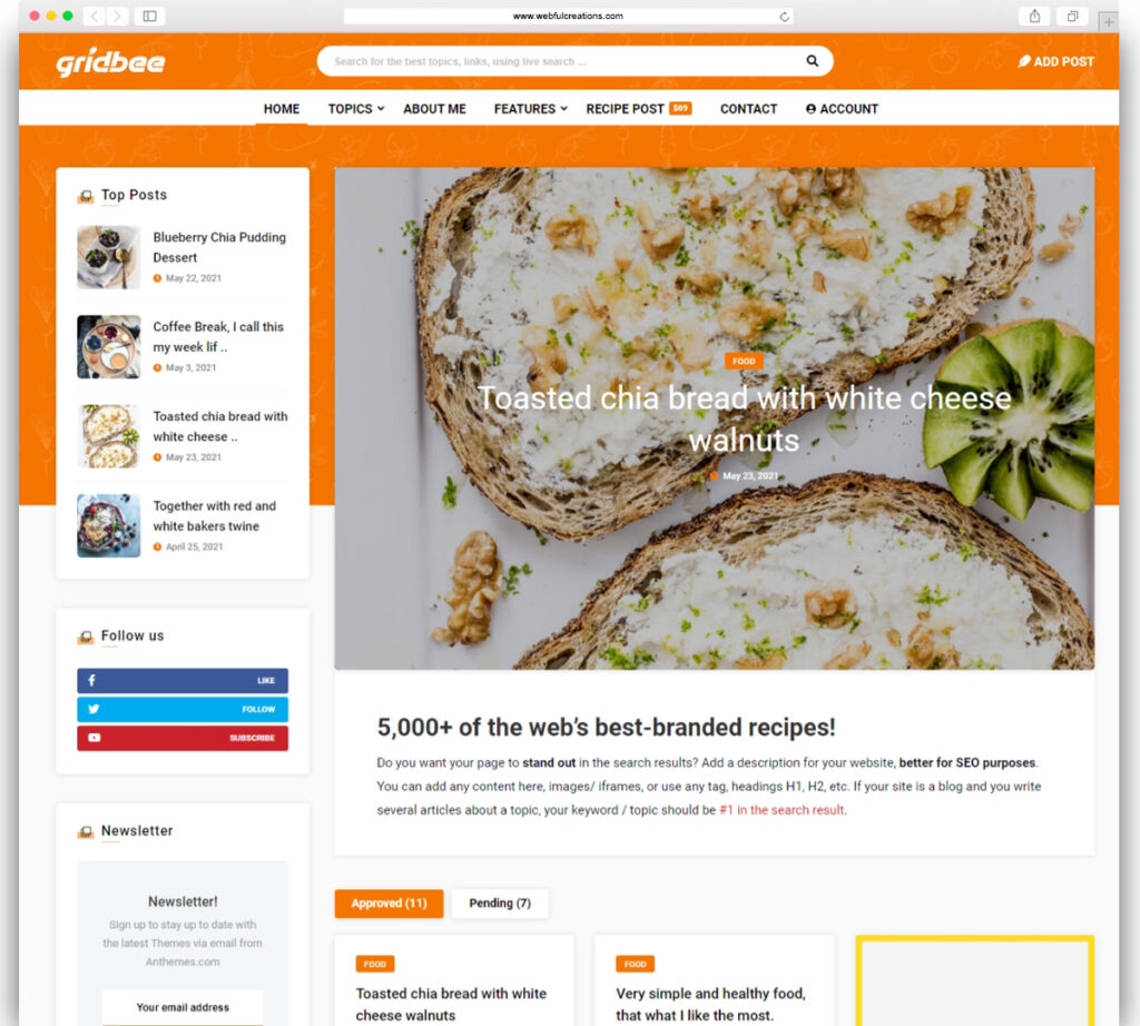 Gridbee - Content Sharing WordPress Theme