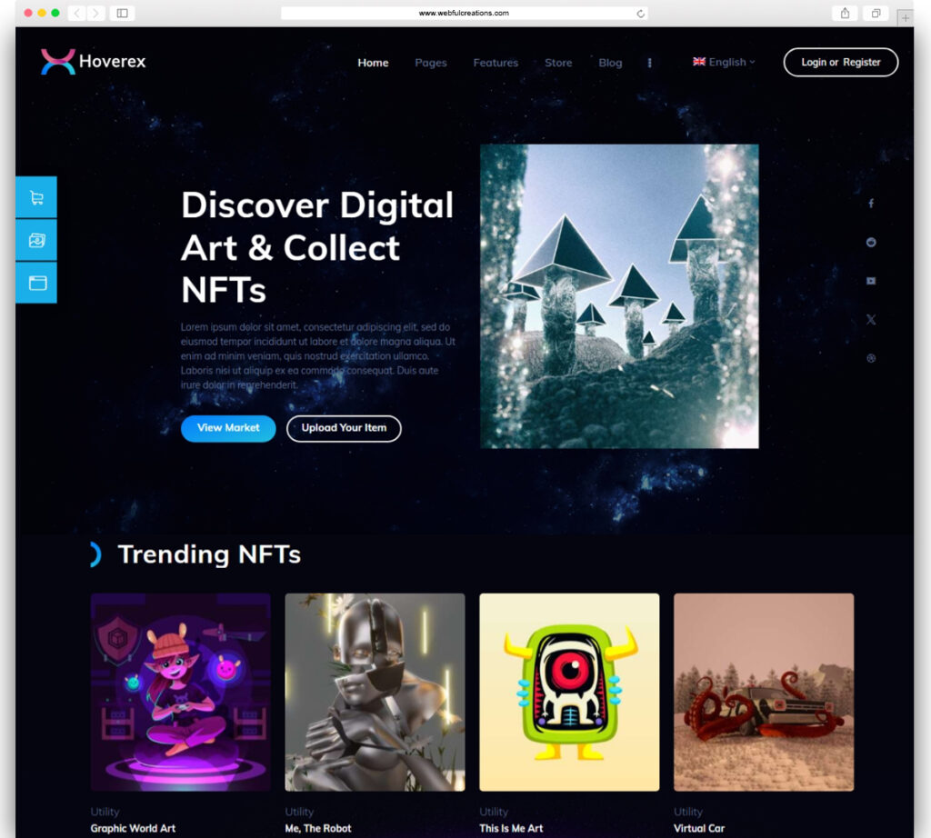Hoverex | Cryptocurrency, NFT & ICO WordPress Theme + Spanish