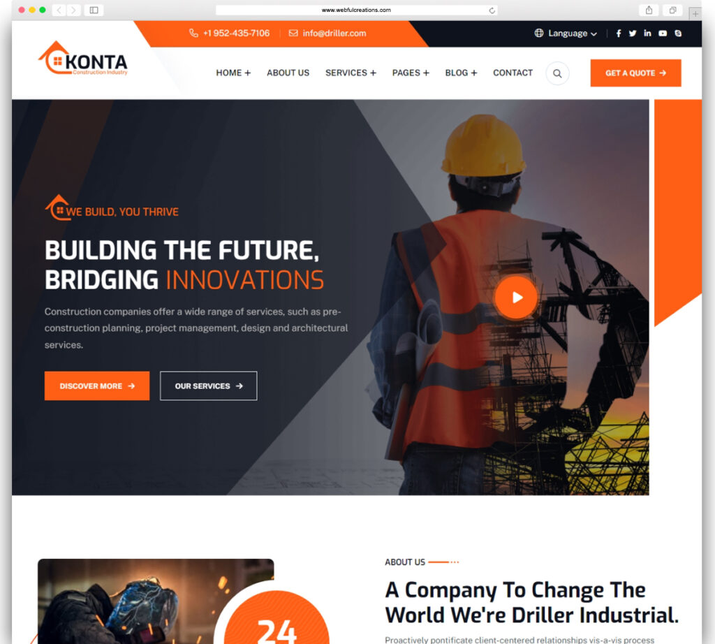 Konta - Construction and Real Estate Company WordPress Theme