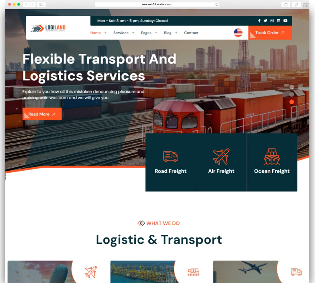 LogiLand - Transportation & Logistics WordPress Theme + RTL