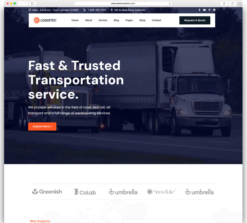 Logistec - Transportation & Logistics WordPress Theme