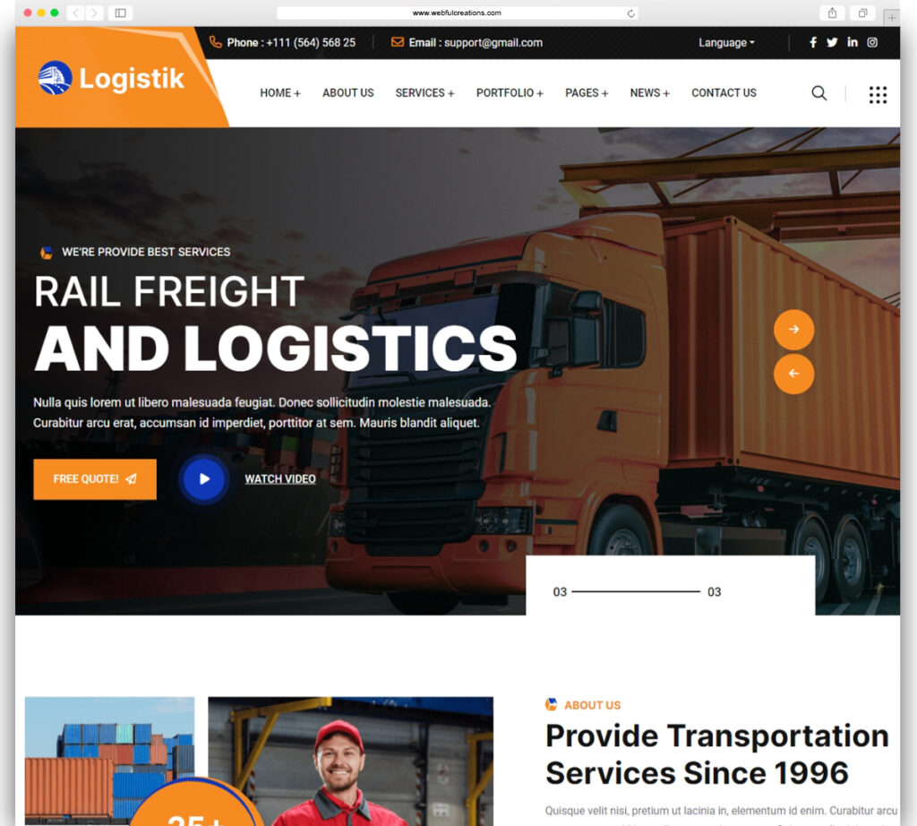 Logistik – Transport & Logistics WordPress Theme