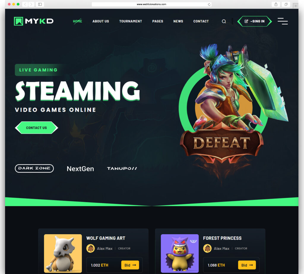 MYKD - eSports and Gaming NFT WordPress Theme
