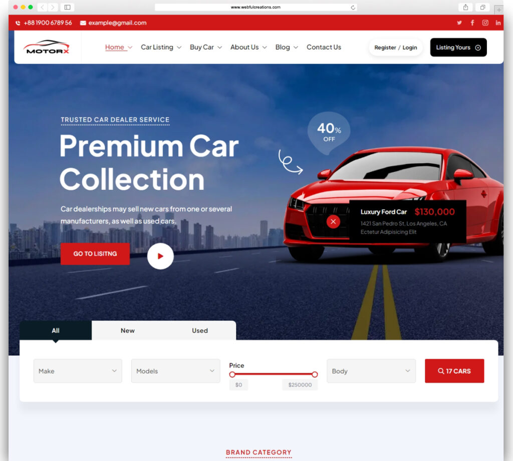 Motorx - Car Dealer & Listing WordPress Theme