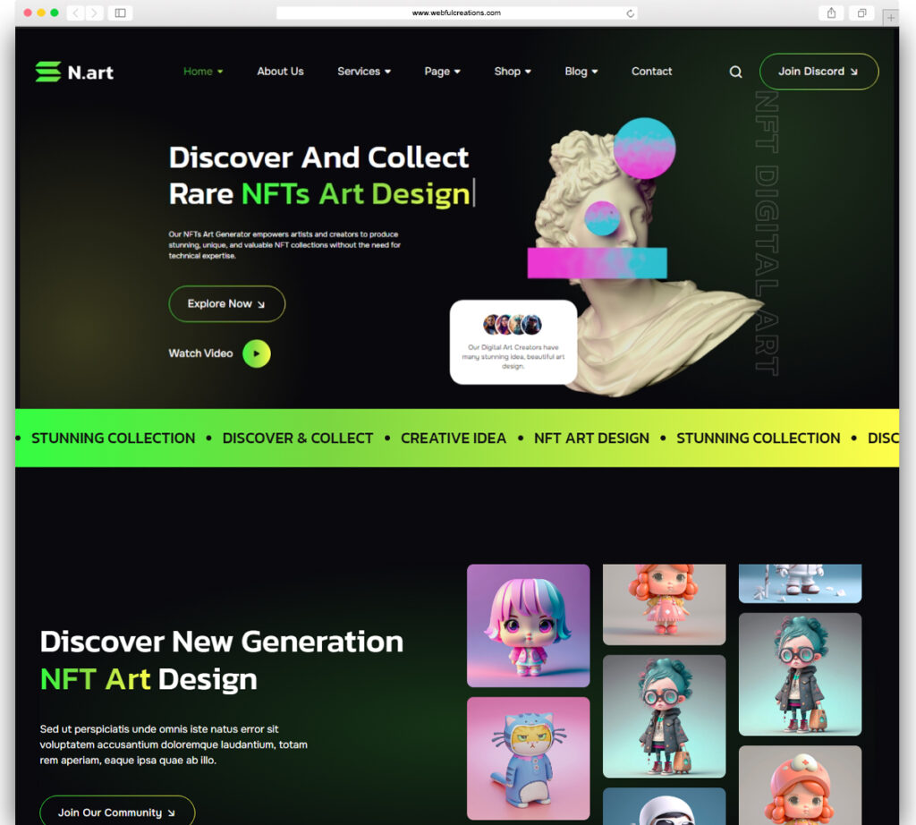 N.art - NFT Art Service Design WordPress Theme