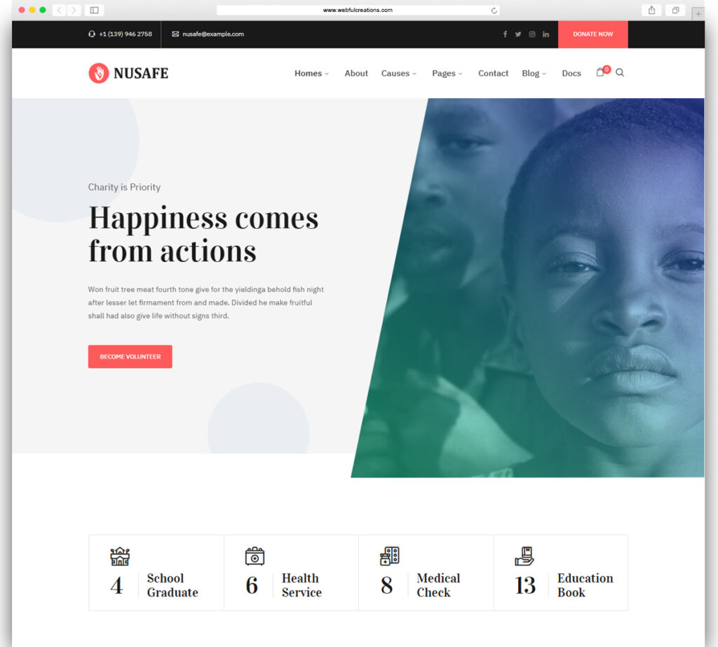 Nusafe | Responsive WordPress Theme for Donation & Charity