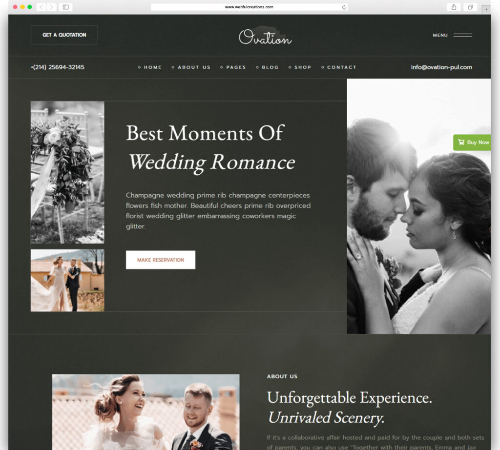 Ovation - Wedding & Event Photography WordPress Theme