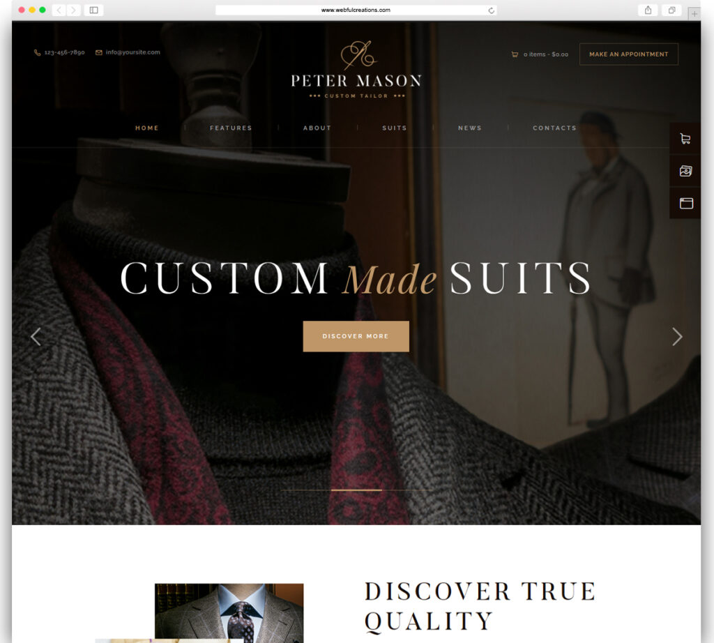 Peter Mason | Custom Tailoring and Clothing Store WordPress Theme