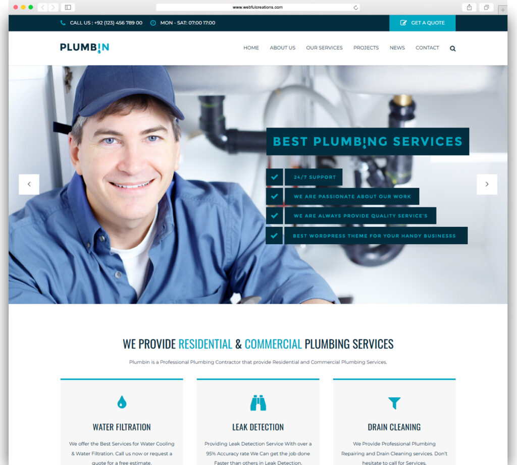 Plumbin - Plumbing and Construction WordPress Theme