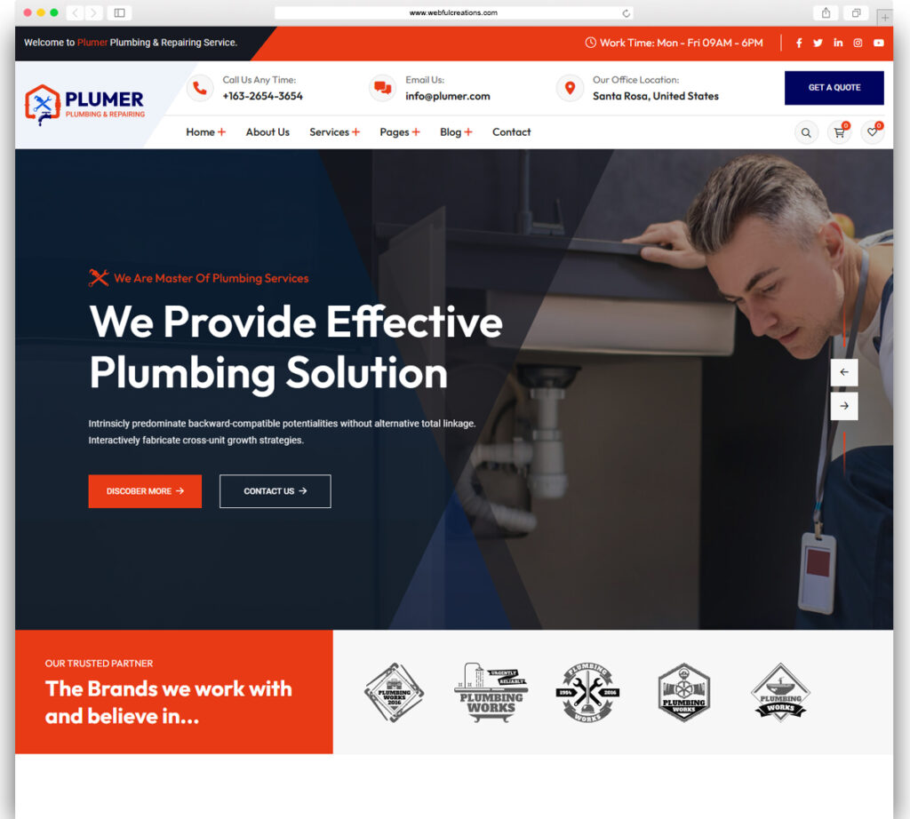 Plumer - Plumbing & Repair Services WordPress Theme