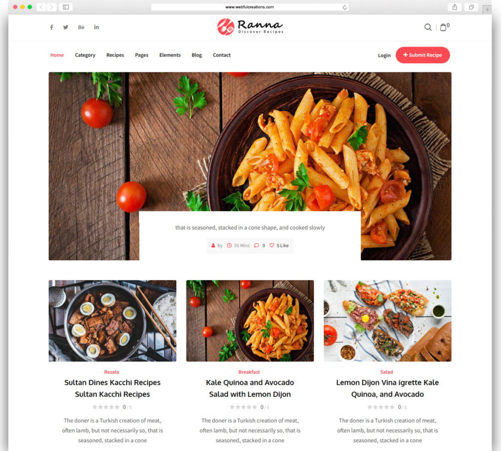 Ranna - Food & Recipe WordPress Theme + RTL