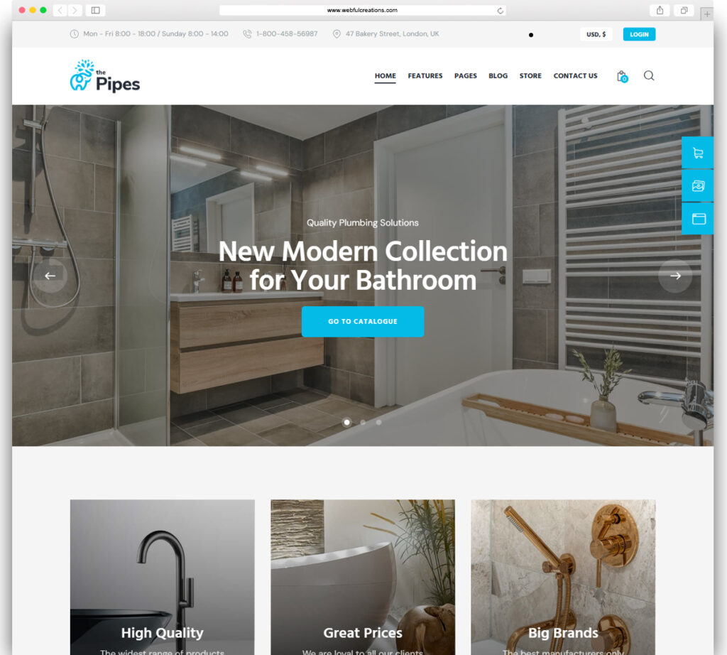 The Pipes - Plumbing Service and Building Tools Store WordPress Theme