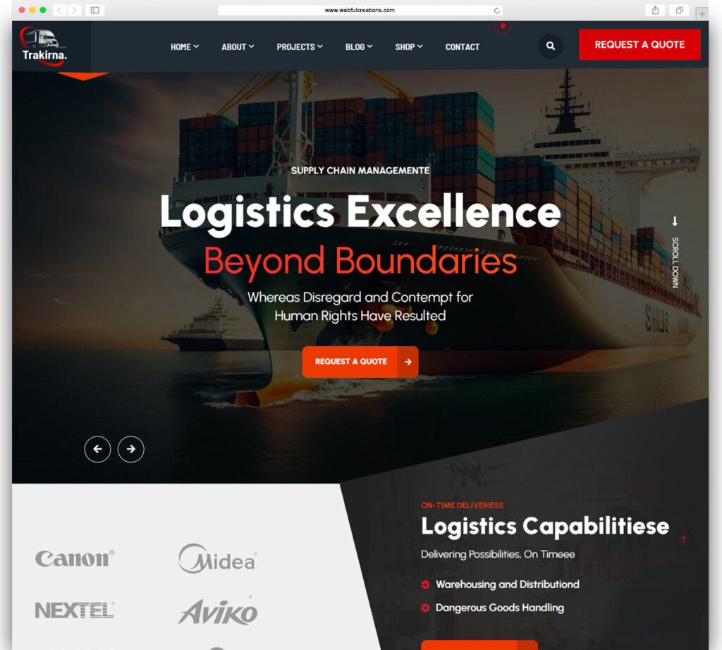 Trakirna - Transportation & Logistics WordPress Theme