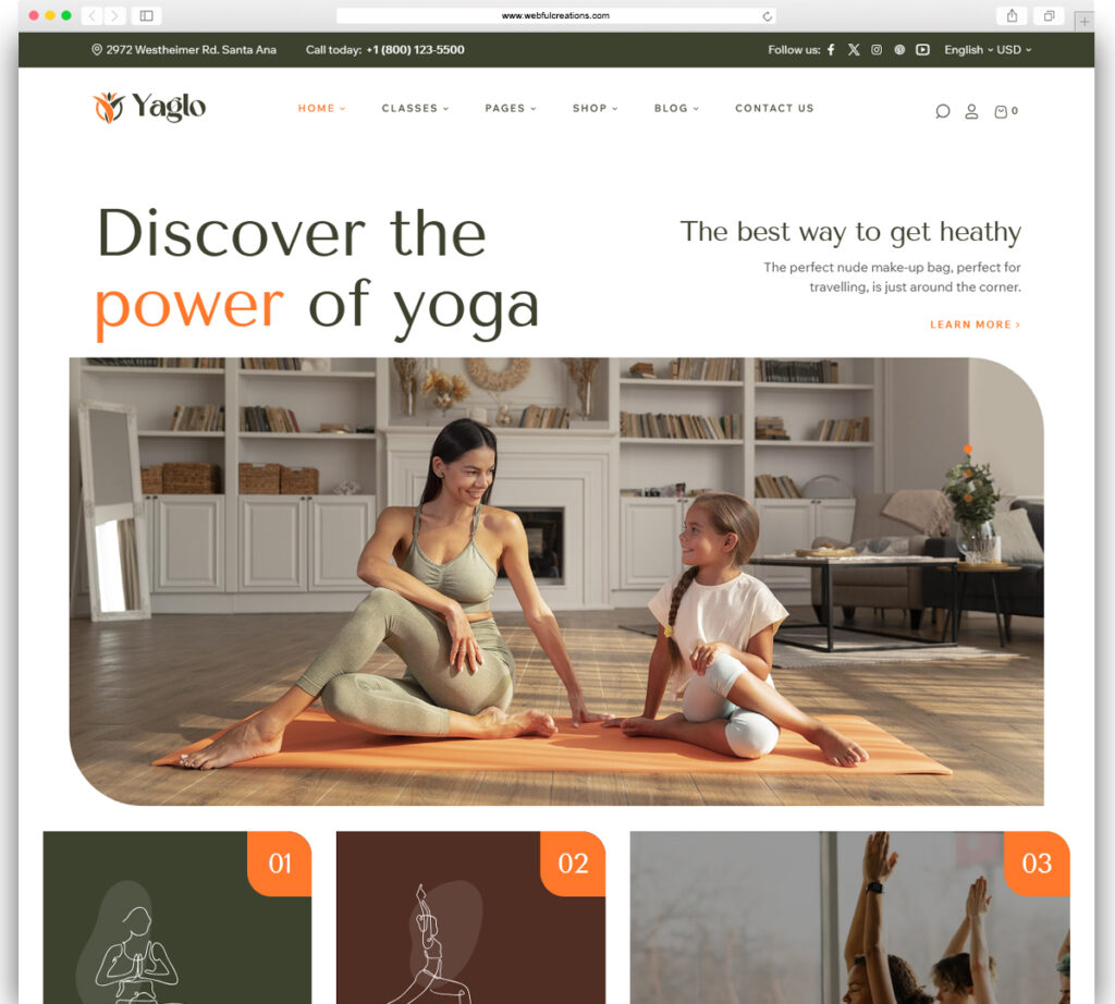 Yaglo - Yoga Studio WordPress Theme