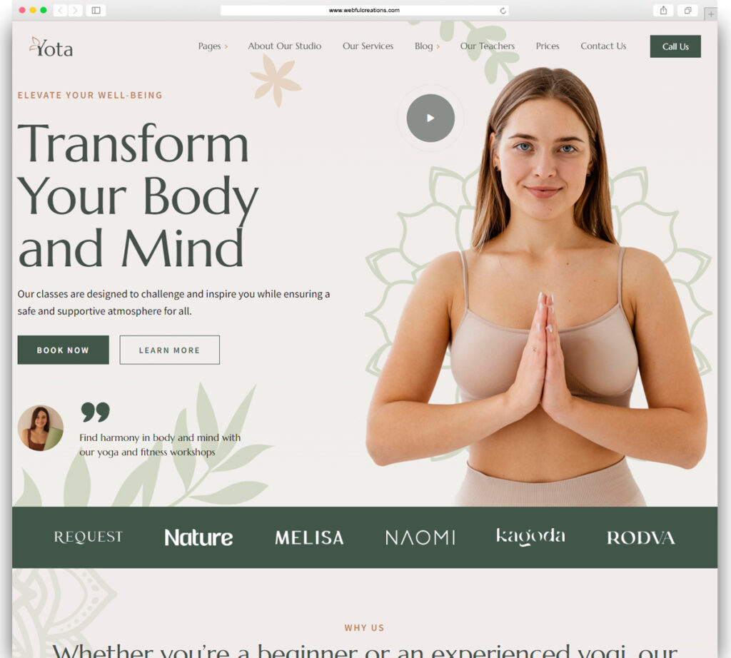 Yota - Yoga and Fitness WordPress Theme