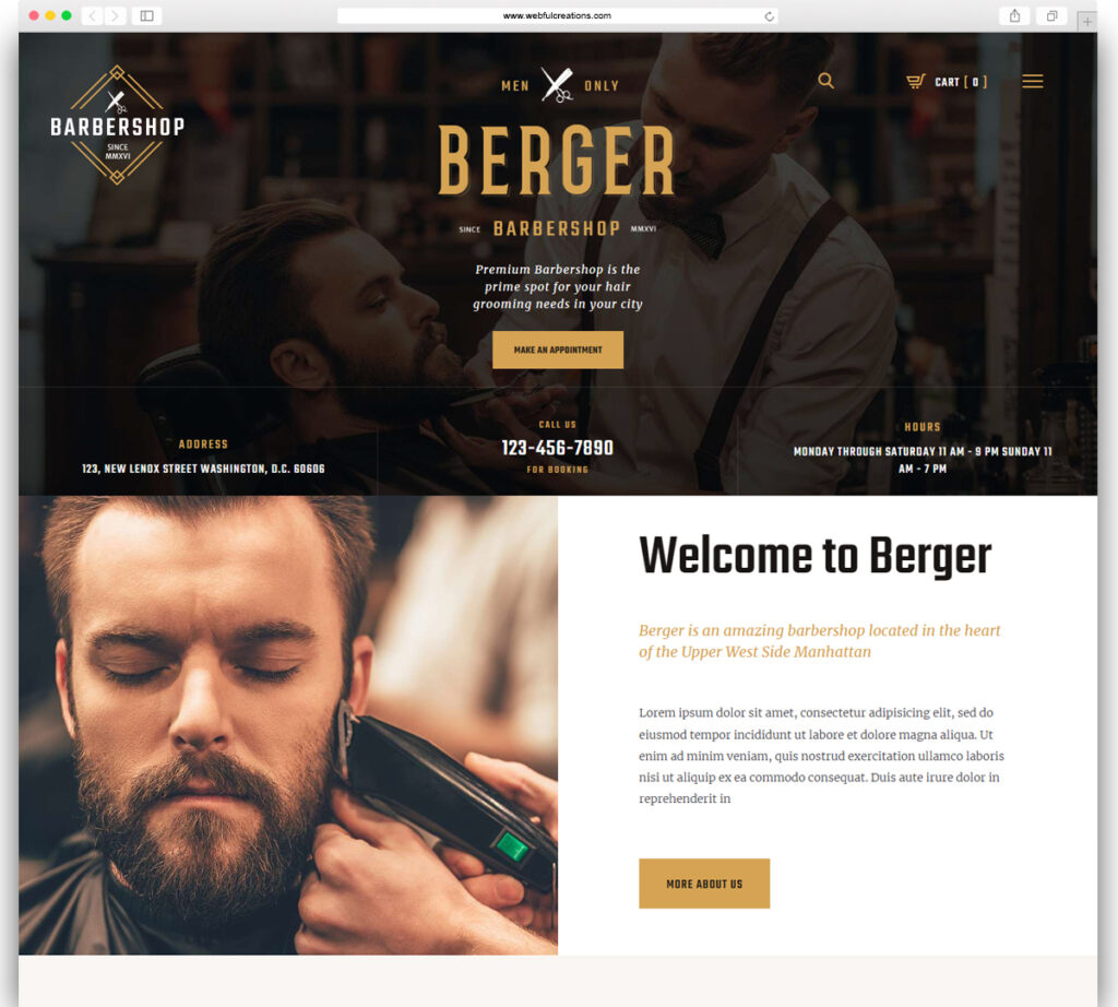 Berger | Barbershop and Hairdresser + Tattoo Salon WordPress Theme