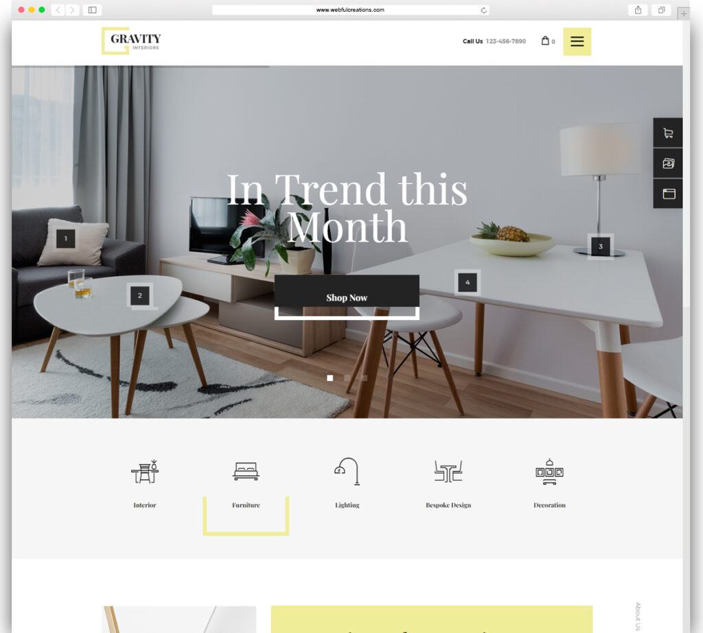 Gravity | Interior Design & Furniture Store WordPress Theme