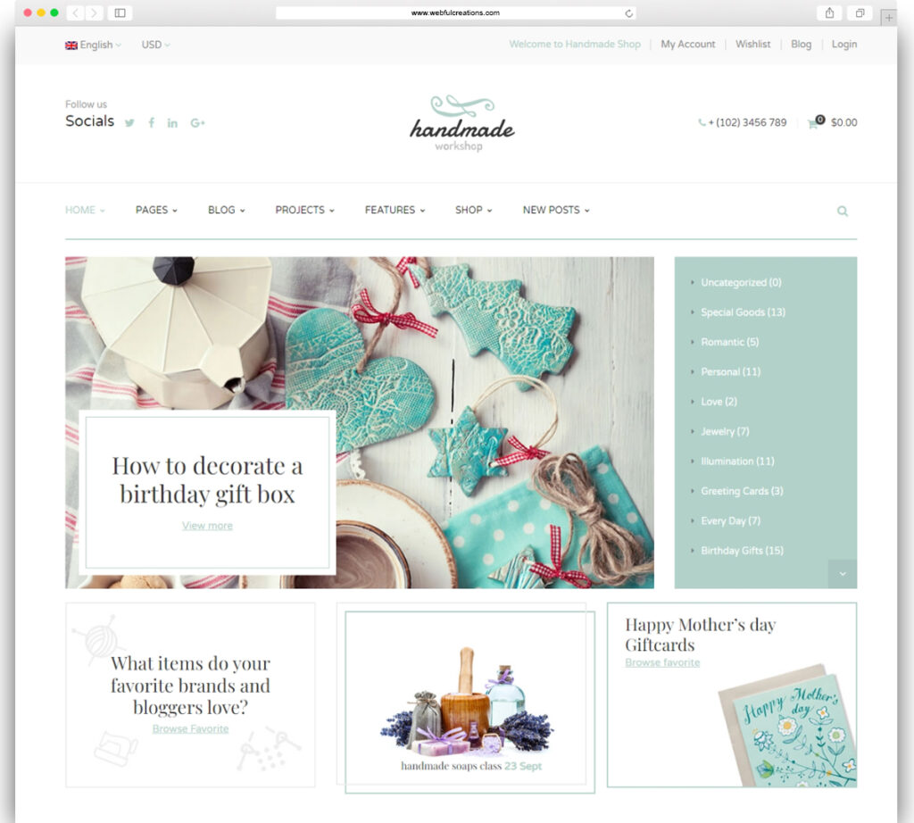 Handmade - Shop WordPress WooCommerce Theme