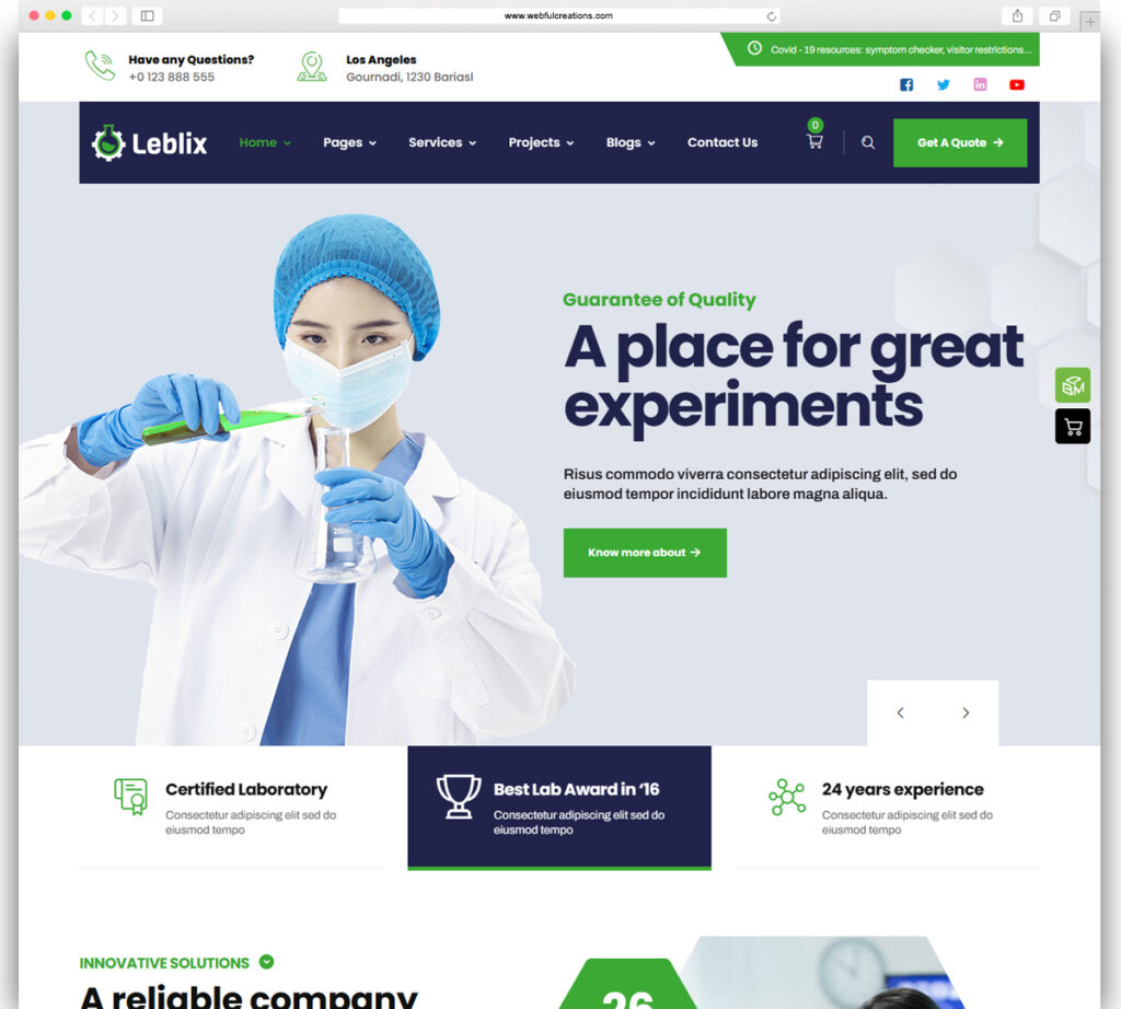 Leblix - Laboratory & Research WordPress Theme
