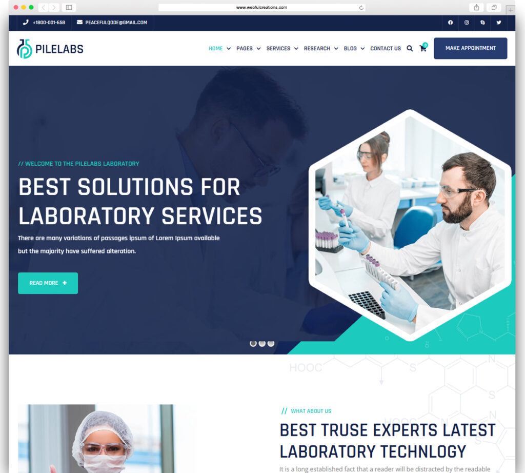 Pilelabs - Laboratory & Science Research WordPress Theme