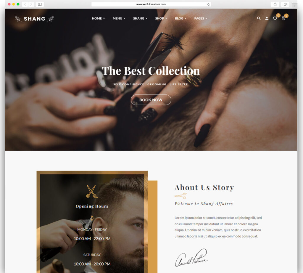 Shang - Hair Salon & Barber Shop WordPress theme