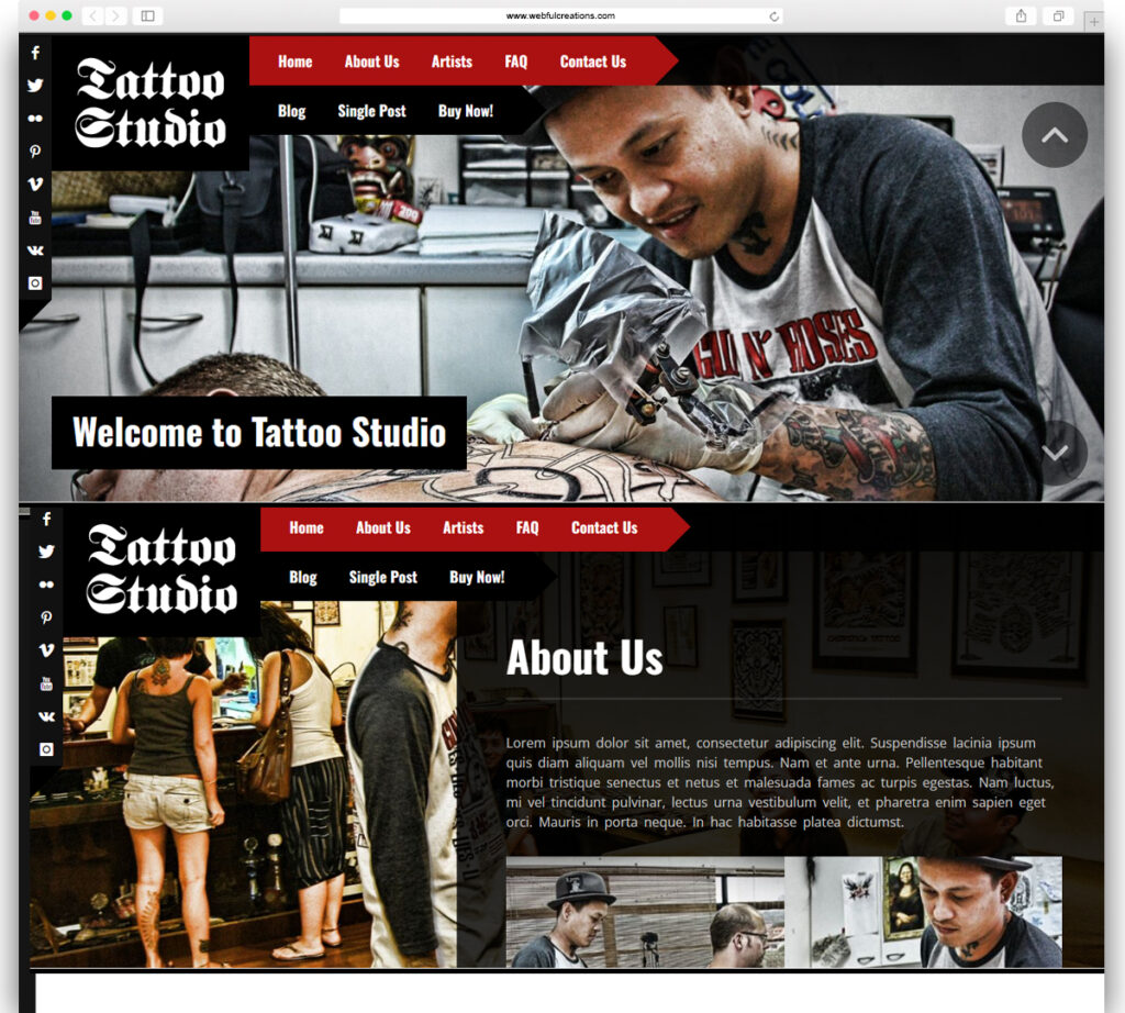 Tattoo Studio - Responsive WordPress Theme