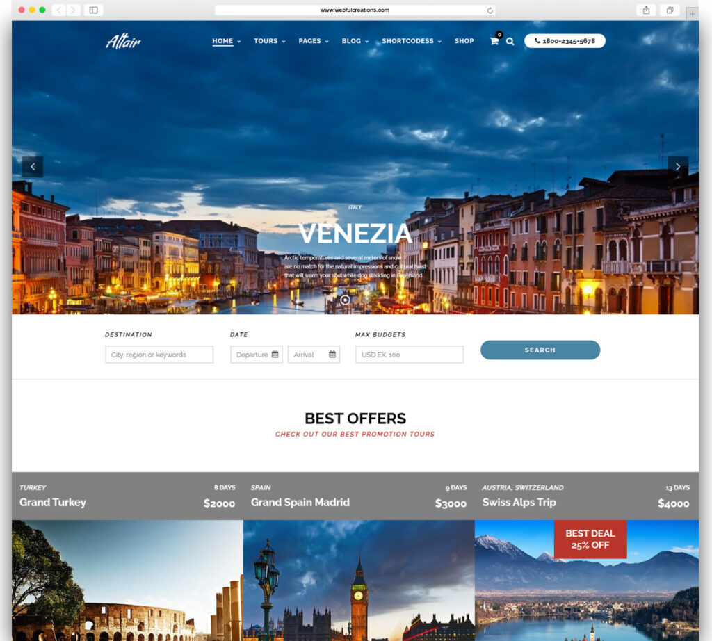 Altair | Travel Agency WordPress
