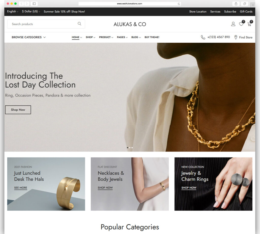 Alukas - Modern Jewelry Store WordPress Theme
