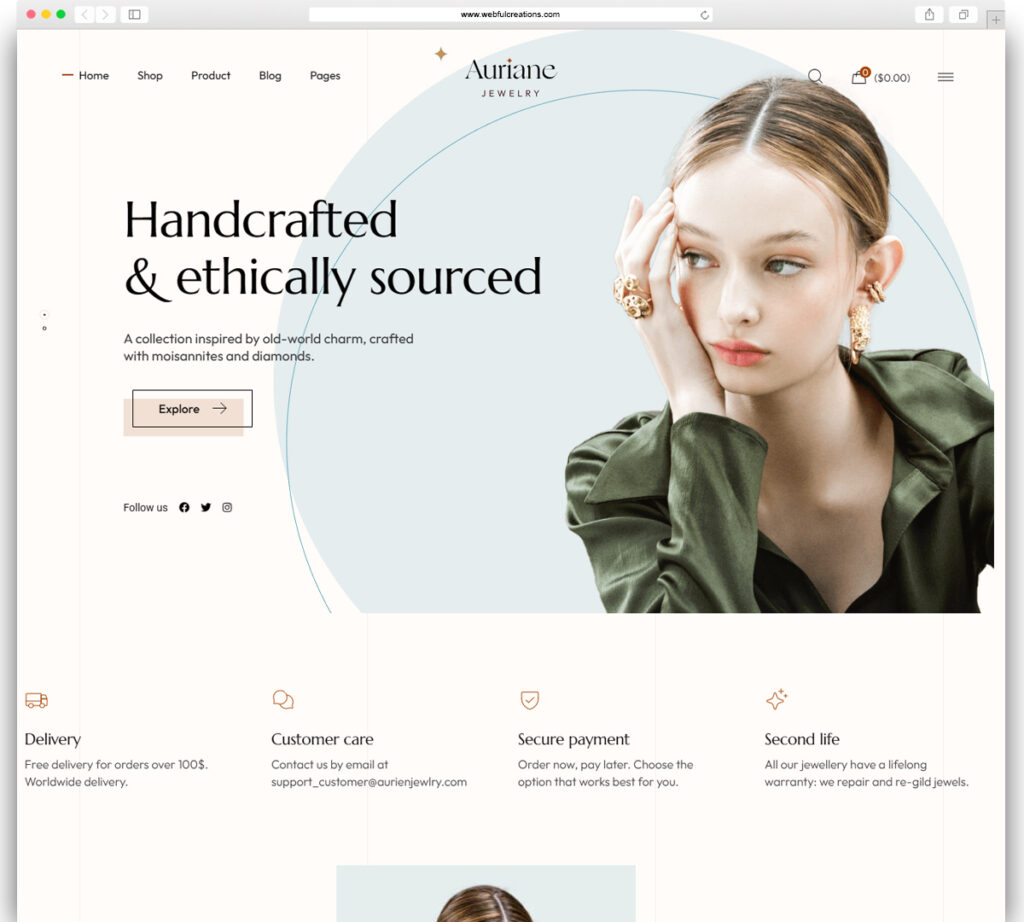 Auriane - Handcrafted Jewelry Store WordPress Theme