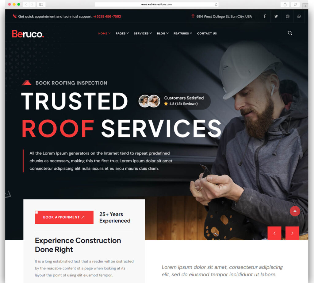 Beruco - Roofing Services WordPress Theme