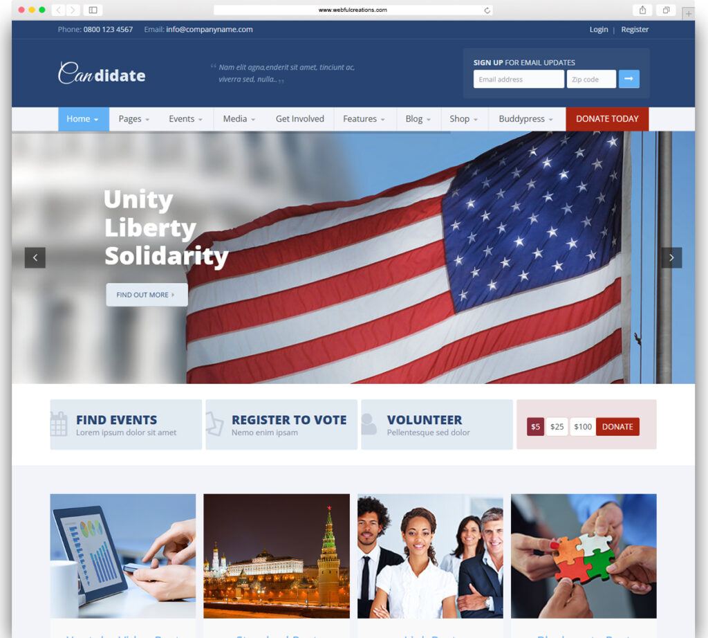 Candidate - Political/Nonprofit/Church WordPress Theme