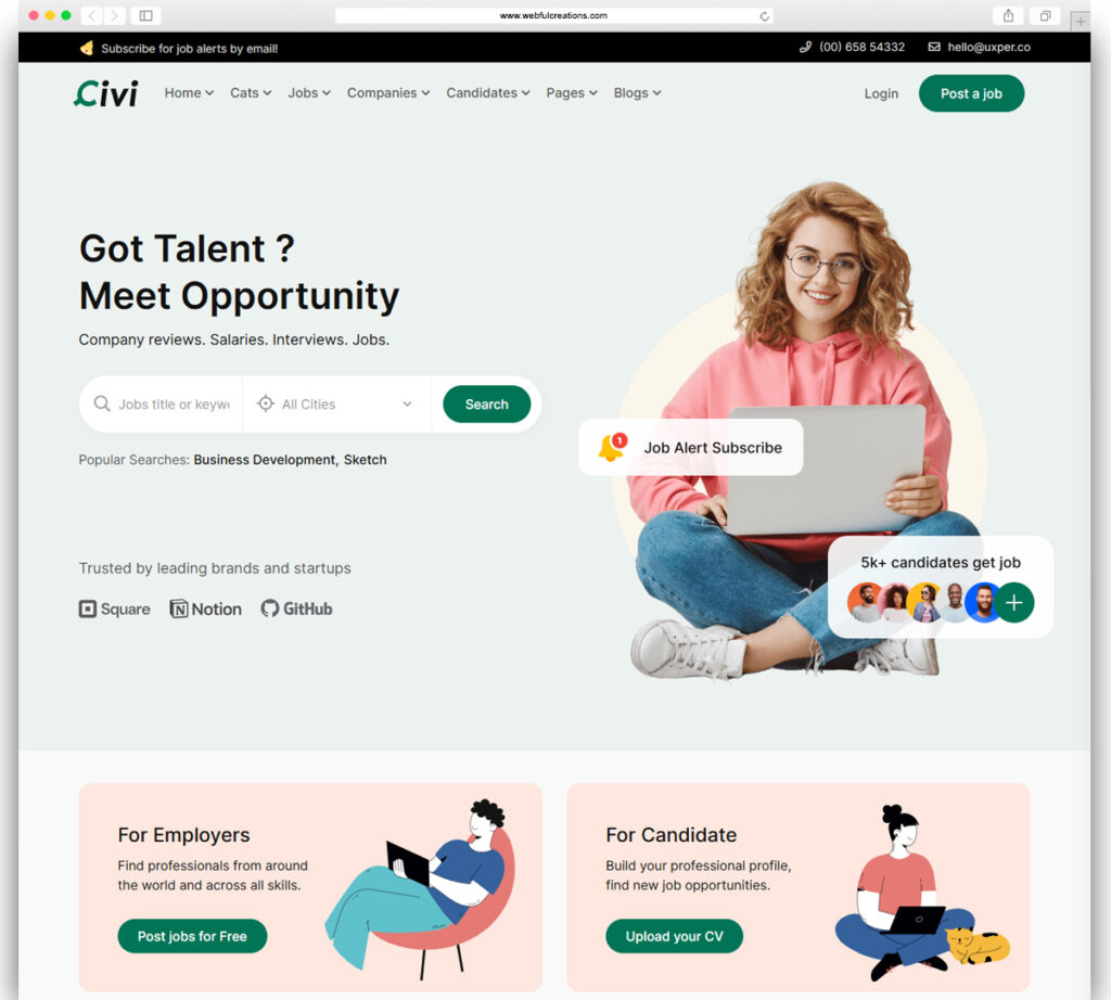 Civi - Job Board, Freelance Marketplace WordPress Theme